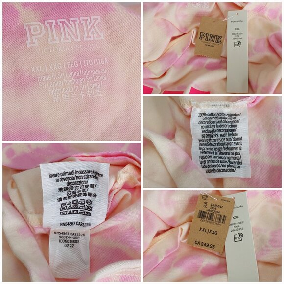 VICTORIA’S SECRET 'PINK' LOGO CREW MID~SLEEVE TIE-DYE ULTRA SOFT TEE - Picture 10 of 16
